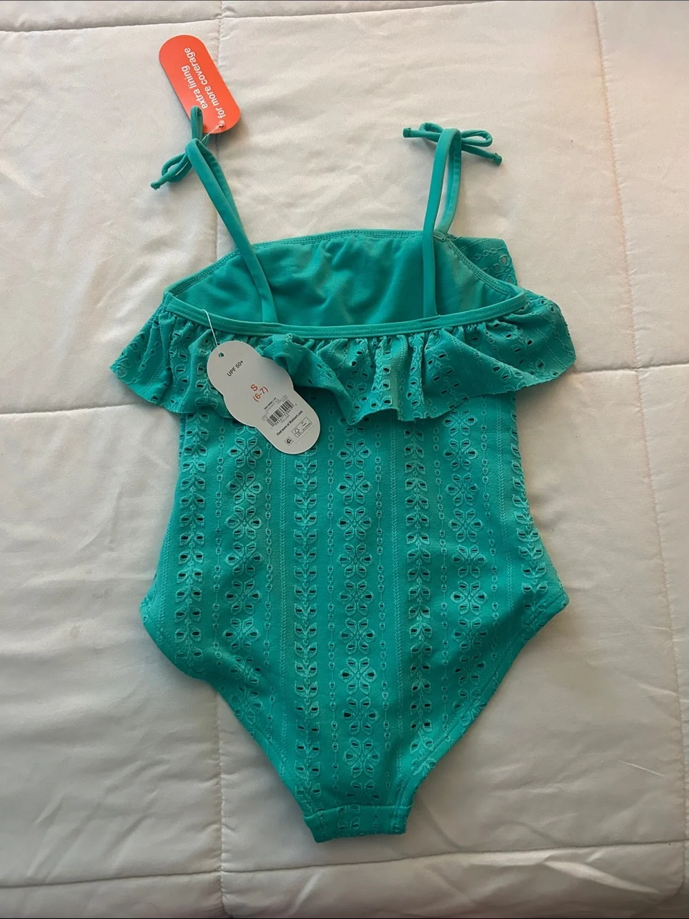Children's Teal Ruffle One-Piece Swimsuit - (Brand)